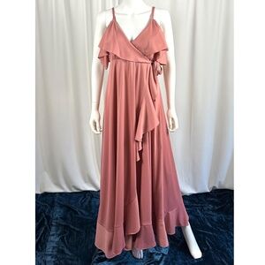 Vintage 1970’s ‘Pantel Montreal’ Maxi Wrap Dress in Pink - Spaghetti Straps - S